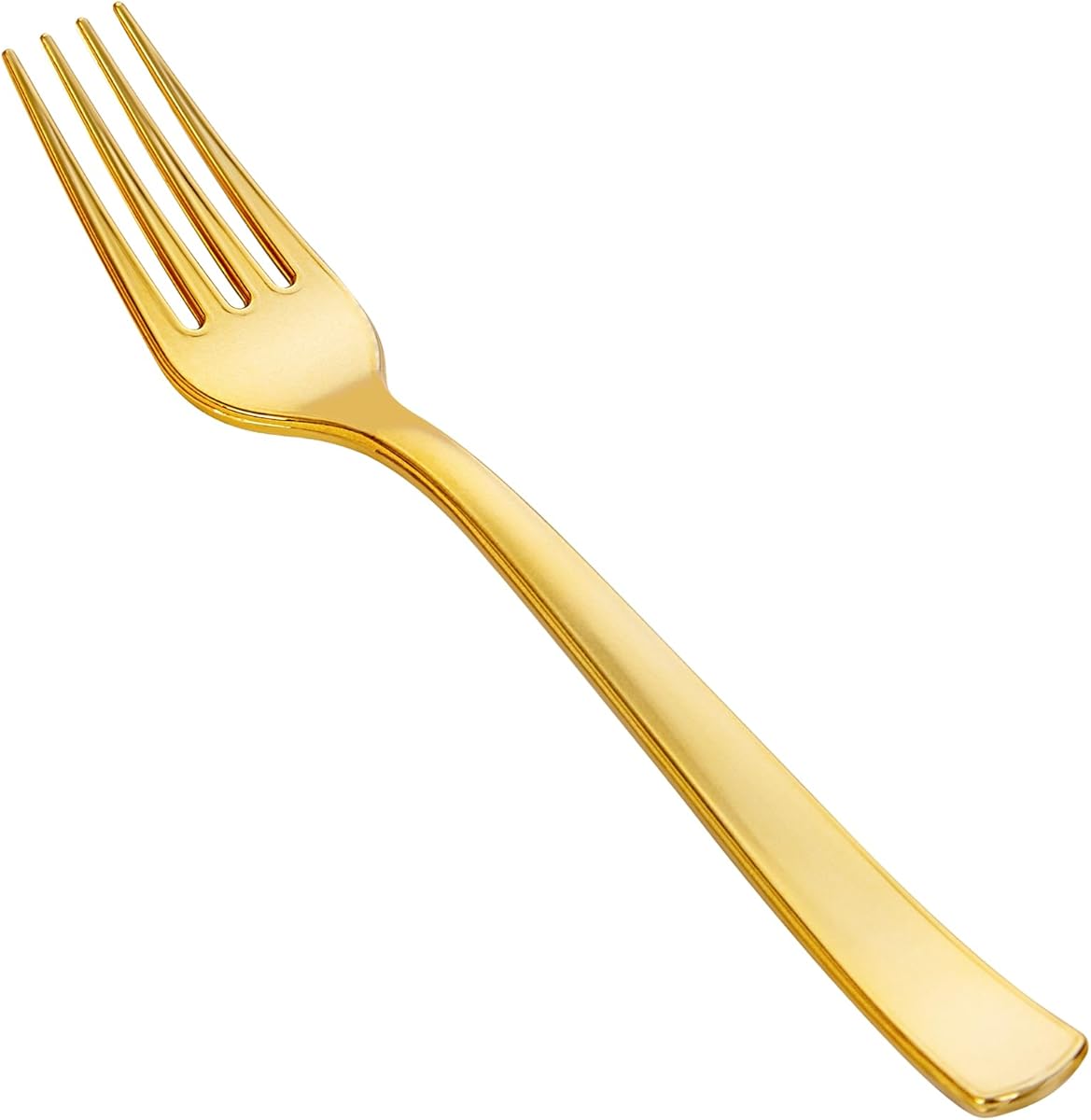 YOUBET 50PCS Gold Plastic Forks - Heavy Duty Plastic Forks - Solid Durable Gold Disposable Silverware for Party Picnic Wedding and Daily Use & Thanksgiving