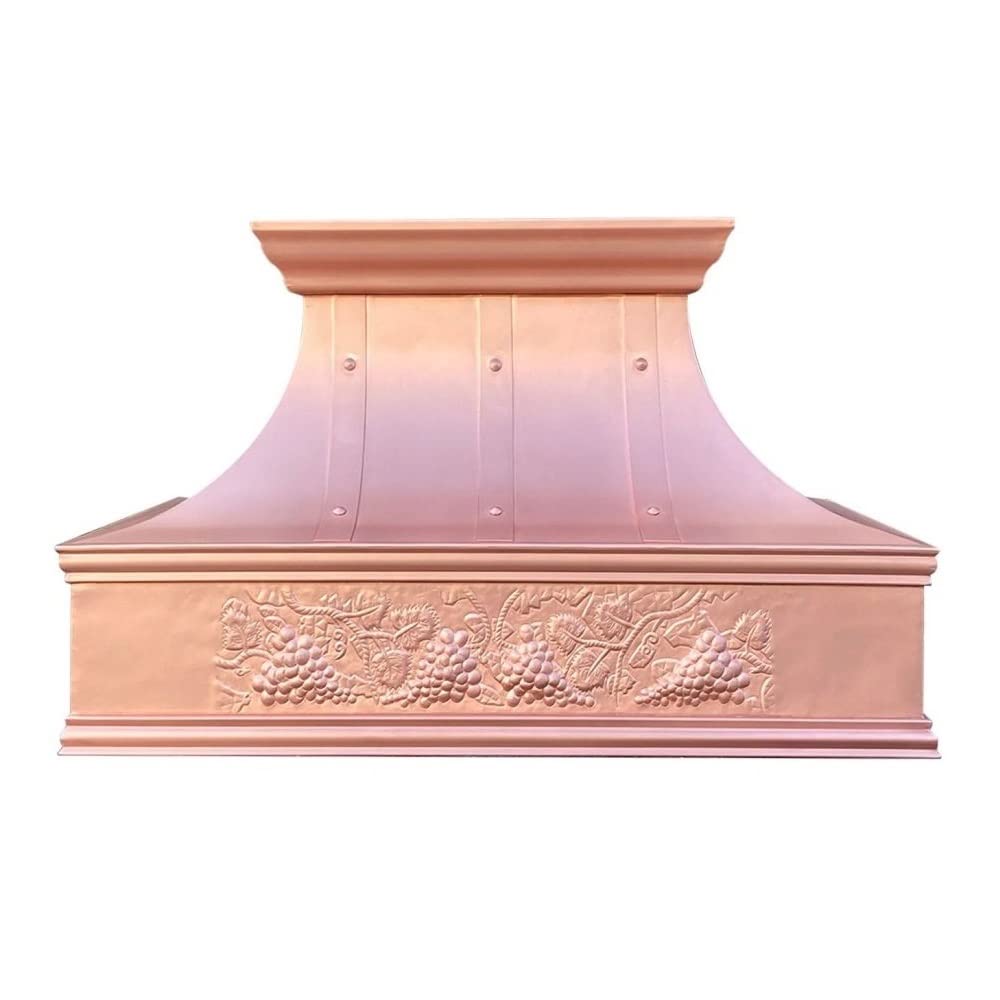 Copper Vent Hood Island Mount,60'' W,39''H,1260 CFM Exhaust Fan,Stainless Steel Vent,LED Light,Dishwasher-Safe Baffle Filters,CT-VH07TRA4