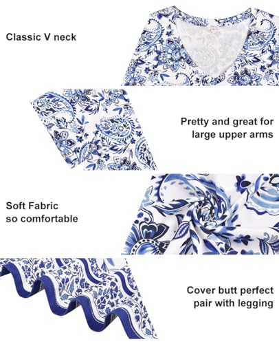 Image of RITERA Women Plus Size Tops Tie Dye V Neck Shirt Floral Camo Summer Short Sleeve Tunic Oversized Ladies Blouse XL-5XL