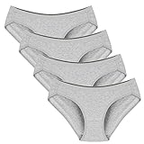 Closecret Women Comfort Cotton Stretch Bikini Cut Panties Multi Pack Breathable Underwear (XL, 4 Grey)