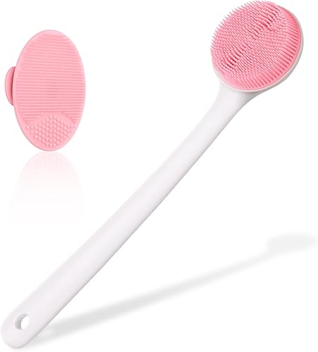 Cepillo corporal para baño, limpiador de espalda de silicona para ducha, cepillo de baño antideslizante, cepillo exfoliante de ducha con mango