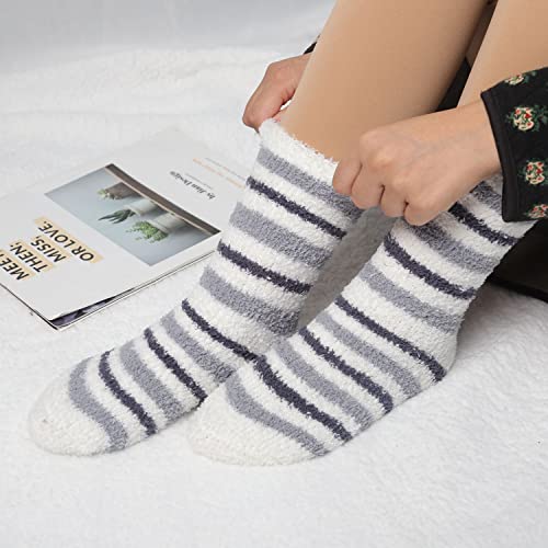 Image of Toes Home Fuzzy Socks for Women, 6 Pairs Cozy Winter Fluffy Slipper Socks | Ultra Soft Thick Warm Fabric, Comfortable Indoor Home Socks, Fluffy Holiday Gifts for Ladies, Ideal for Lounging or Sleeping