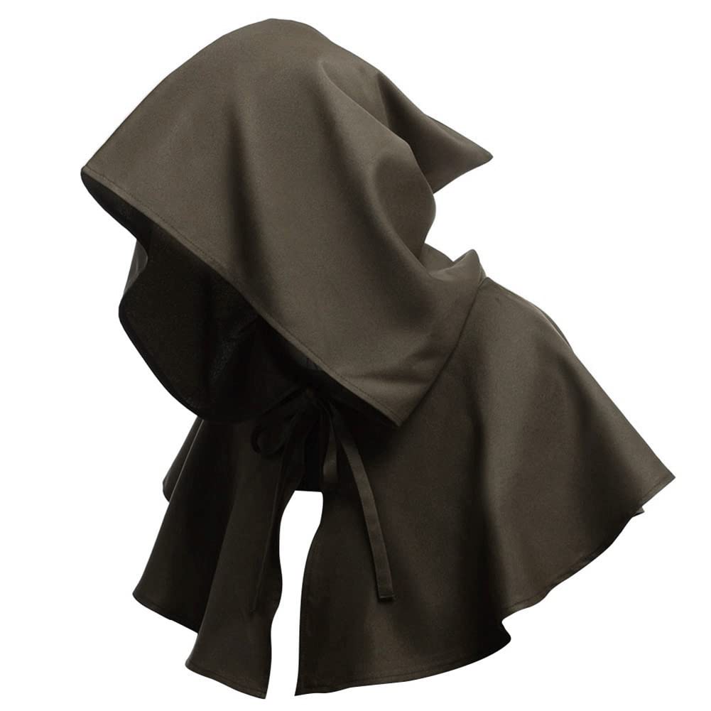 IBLUELOVER Halloween Hooded Cape Adults Medieval Cowl Hat Costume Cloak Witch Wizard Vampire Death Cospaly Fanny Dress Gothic Renaissance Monk Cape for Christmas Costume Party Accessory Props
