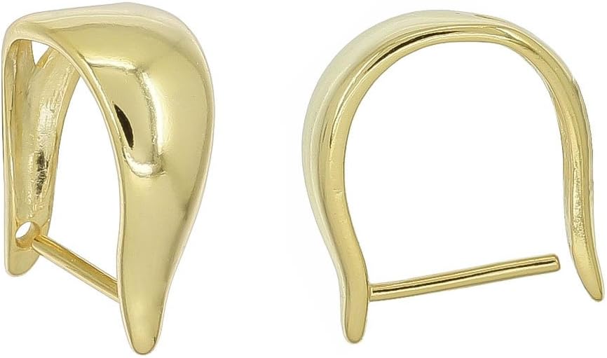 1PC Sterling Silver Large Pinch Pendant Bail Clasp Slider, 18kt Gold Plated