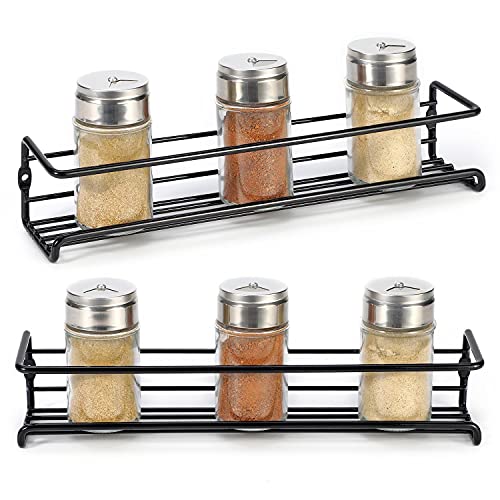 Vinsani 1/2/3/4/5/6 Tier Spice Racks Organiser - 4 Tier Flexible Herb Spices Condiments Jar Wall Mounted Hanging Storage with Adhesive Stickers & Screws For Pantry Kitchen Walls (Black) - Image 6