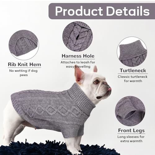 Hjumarayan Hundepullover Grosse Hunde - Hundepullover mit Geschirrloch, Pullover Hund Warme Strickpullover, Winter Hundepulli mit Beinen, Pullover für Große Hunde (Grau XL)