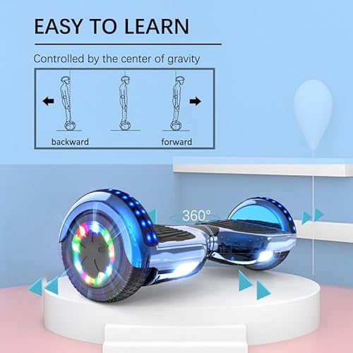 RCB Hoverboards for Kids and Adults 6.5 inch, Hoverboards with Bluetooth - Speaker - Colorful LED Lights, Hover Board Gift for Kids and Teenager