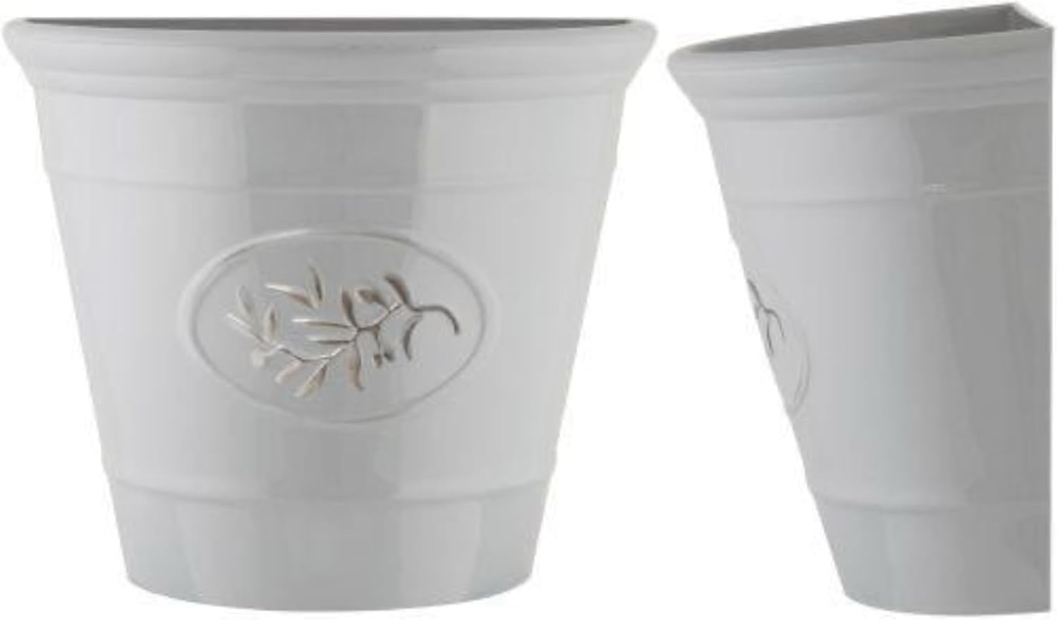 Fyne-Finds Plastic Classic Olive Grey Planters, Saucers, Trough and Wall Plant Pot Long Lasting Flower Garden Indoor Outdoor Planter Cover Weather, Frost Proof Glossy Effect (23cm Wall Planter)
