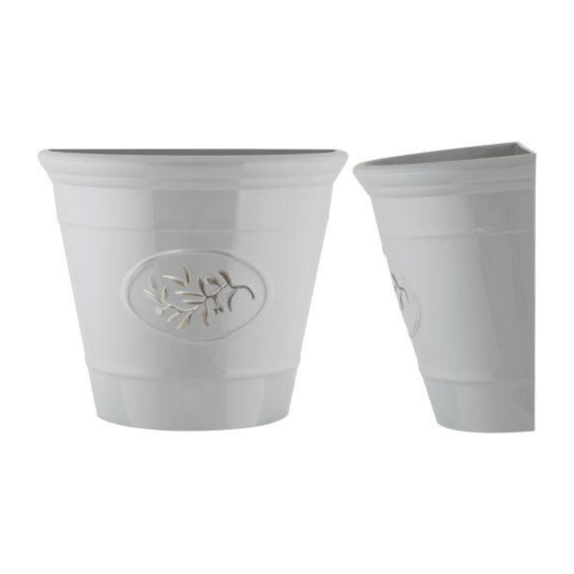 Fyne-Finds Olive Grey Plastic Classic Planters, Saucers, Trough And Wall Plant Pot Long Lasting Flower Garden Indoor Outdoor Planter Cover Weather, Frost Proof Glossy Effect (23Cm Wall Planter)