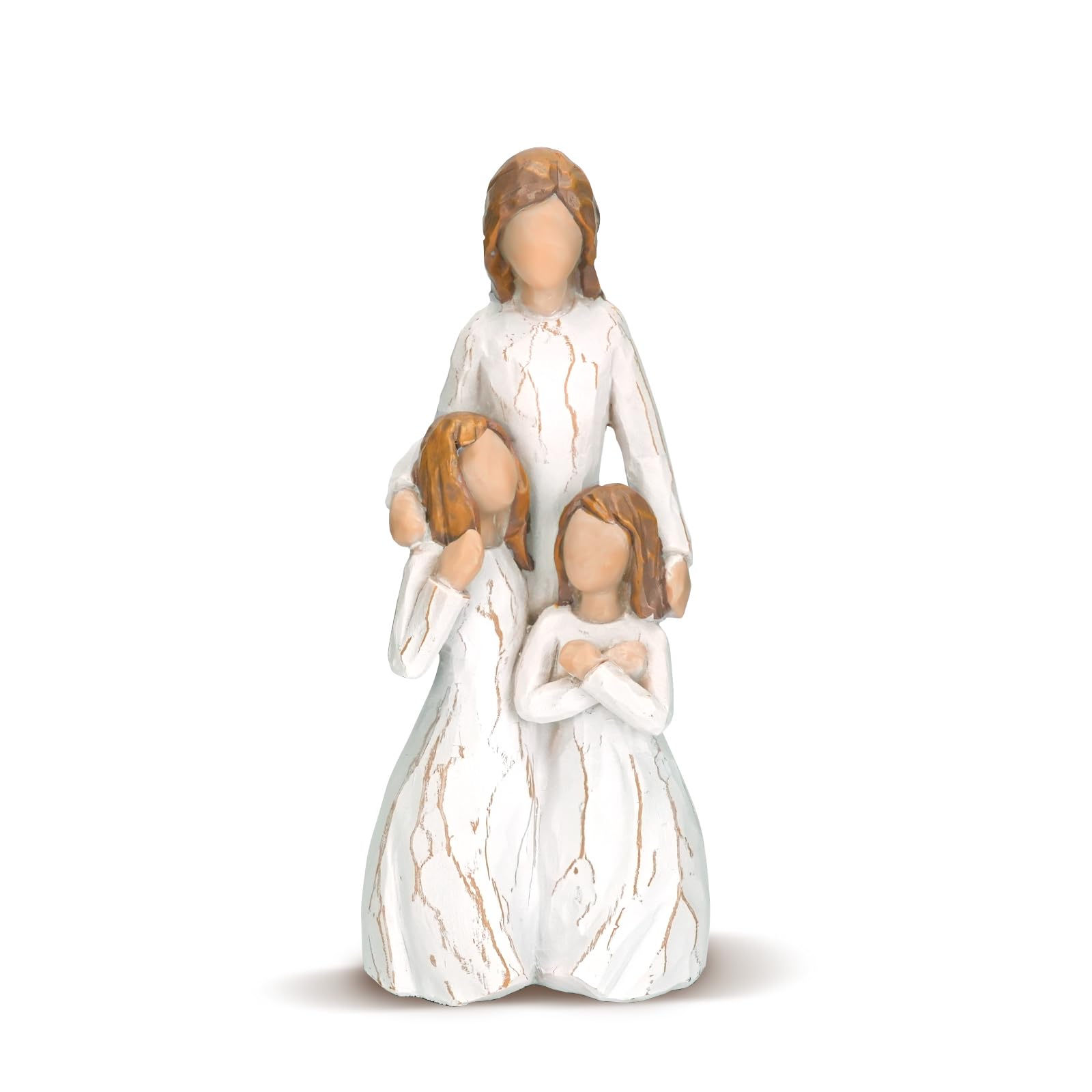 DIBALIYI Mother Daughter Resin Figurines - Memorial Ornaments for Mothers Day, Sisters Hugging Statues Home Decor Gift for Mom from Daughter and Thanksgiving (Three-person version)