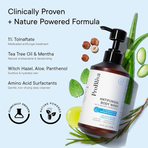 Image of ProBliva Antifungal Shampoo & Body Wash Set: Medicated Shampoo for Folliculitis, Scalp Psoriasis, Dandruff & Seborrheic Dermatitis - Antibacterial Body Wash Treatment Soap for Jock Itch, Ringworm