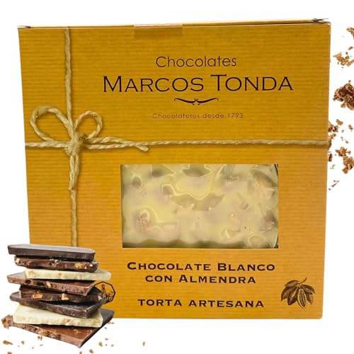 Chocolates Marcos Tonda – Turron De Chocolate Blanco Y Almendras | Chocolate Blanco 200g | Turrones De Chocolate Con Almendras | Chocolates Originales Para Regalar