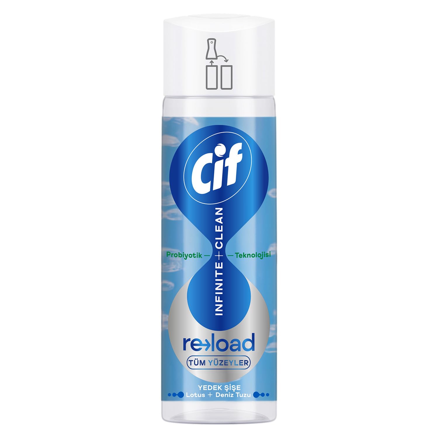 Cif Infinite Clean Doğal Probiyotikli Anti Toz Yedek Şişe Tüm Yüzeyler İçin Lotus & Deniz Tuzu 280 ml