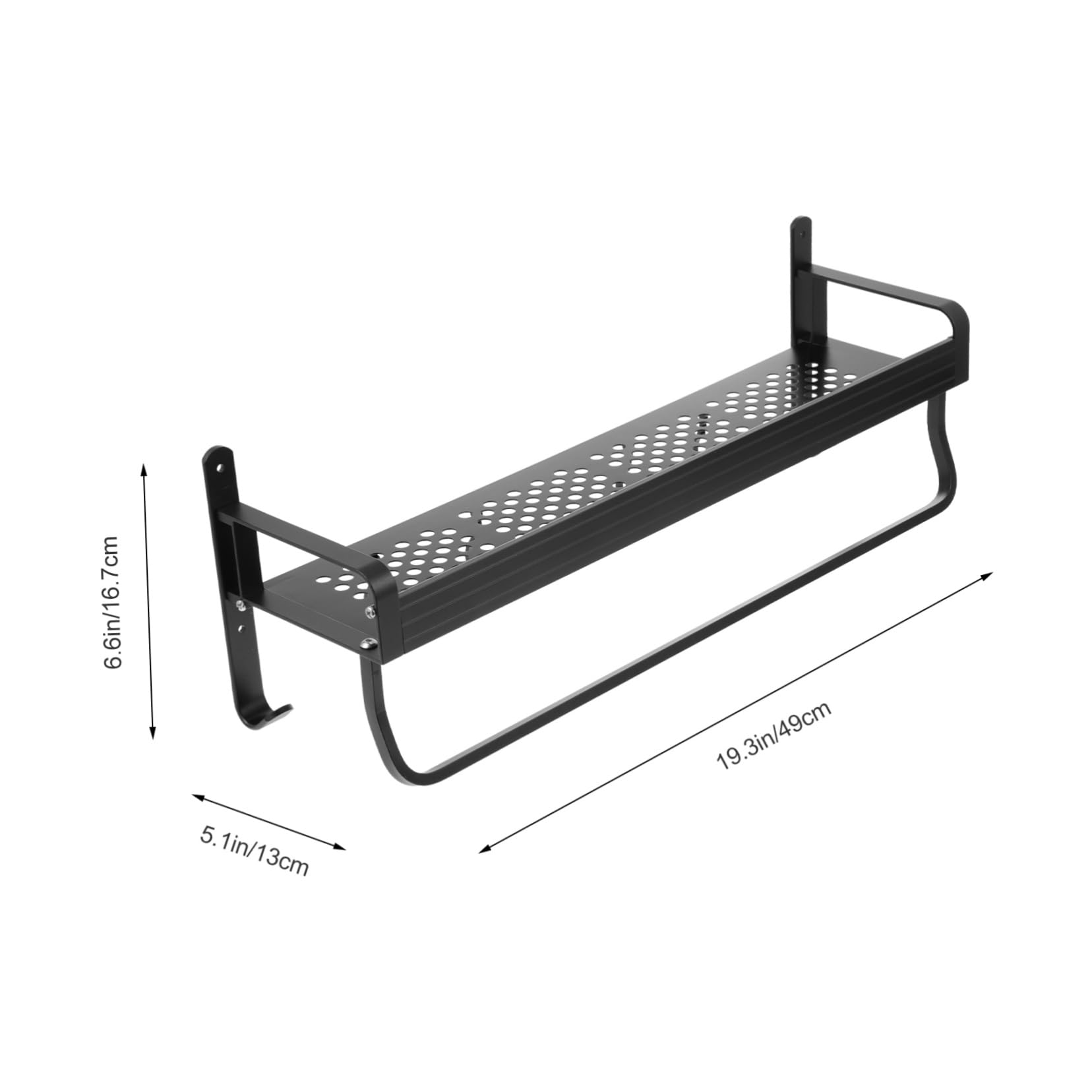 SOIMISS Estante de Almacenamiento Multifuncional para Baño 50 Cm Aluminio Negro sin Perforaciones Gancho Colgante Hogar Ducha Organizador sin Clavos