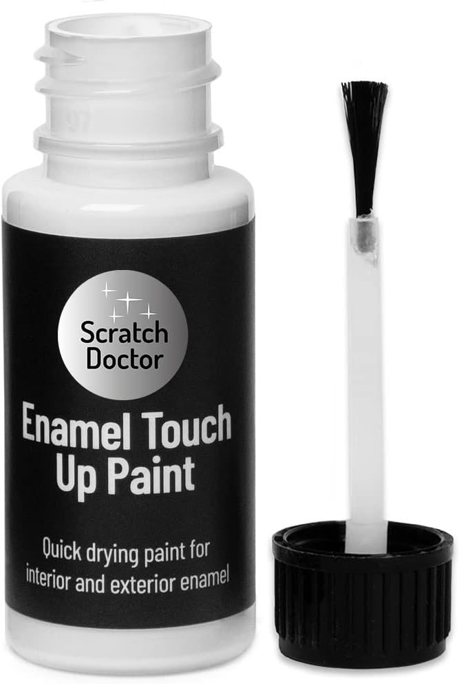 Enamel Touch Up Paint 15ml Easy and Quick Drying Suitable for Kitchen Appliances, Bathroom, Metal, Radiator, Fridge, Shower, Sink (White)
