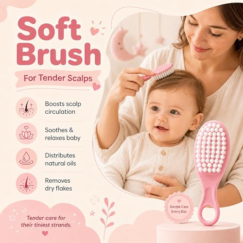 Image of StarAndDaisy baby grooming / care kit for new born baby , baby comb hair for new born Hair Brush, Comb,Baby Nail Scissor,Baby Nail Cutter,nail cutter safety holder, Nail Filer for Infants & Toddler (Care Kit-Pink)
