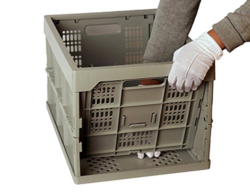 Delight 52 Liter Collapsible Heavy Duty Storage Bin/Container, Grated Wall Utility Basket Tote, Grey #TOP6