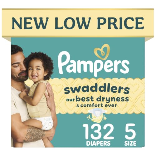 Image of Pampers Swaddlers Diapers, Size 5 (20-37 lbs), 132 Count, Hypoallergenic, Absorbent, Keeps Baby Dry and Comfortable, Skin Safe Disposable Baby Diaper