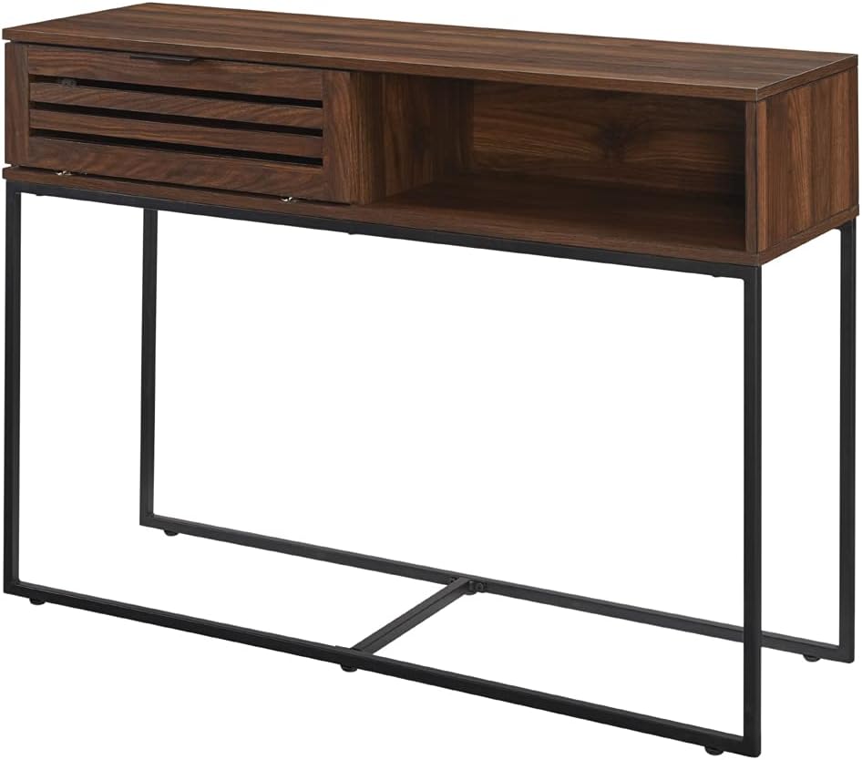 Walker Edison Modern Slatted Wood Rectangle Entryway Accent Table with ...