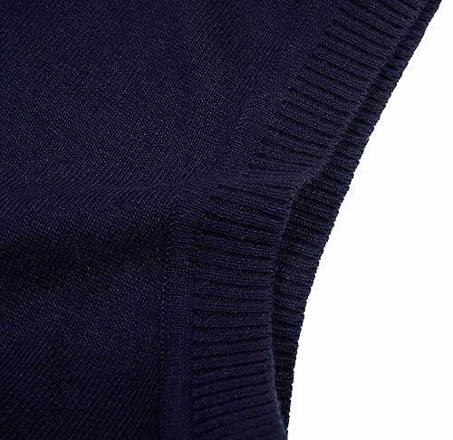 Krumba Herren Pullover Weste für ÜberGröße: Hoch Groß V Ausschnitt StRücken Ärmellos Baumwolle Pullunder Marine 5XL