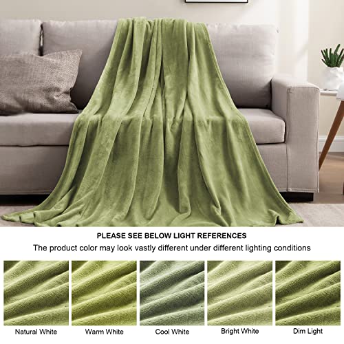 Image of BEDELITE Fleece Blanket Sage Green Throw Blanket for Couch & Bed, Luxury Plush Cozy Fuzzy Blanket 50 inch x 60 inch, Super Soft Warm Lightweight Throw Blanket for Travel Camping