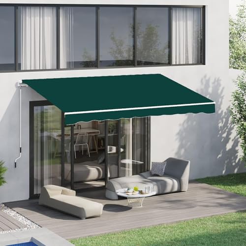 Tenda da sole manuale retrattile con protezione UV, impermeabile, per esterni, per terrazze e balconi, 2 x 1,5 m, arancione, design a braccio articolato, facile funzionamento a manovella