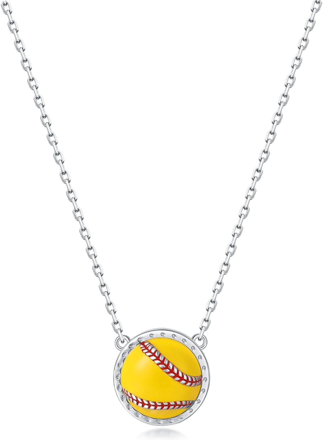 925 Sterling Silver Softball Necklace for Women Sports Jewelry Gift for Softball Fans