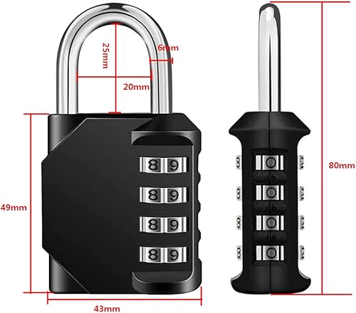 Miniatura 10 de Candados combinados, candados de 4 dígitos, candado resistente a la intemperie para exteriores, para escuela, gimnasio, casilleros al aire libre,