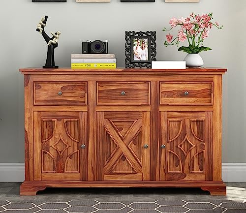 Image of Solid Sheesham Wood Wooden Chest of Drawers with Drawer Storage | Multipurpose Storage Cabinet Rack for Bedroom Home Living Room (Carrock, Honey Finish)