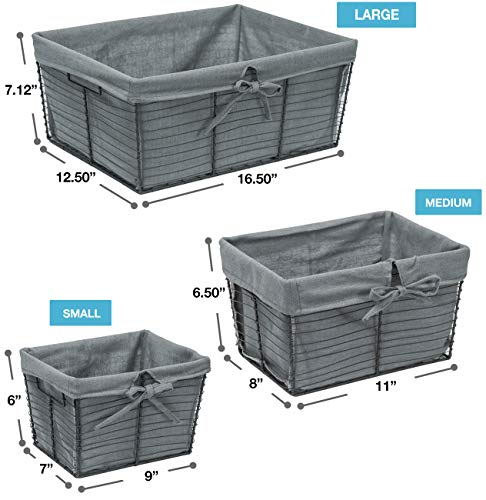 Sorbus Premium Basket Set With Cotton Fabric Liner - Multipurpose Versatile Stackable Baskets For Organizing - Rustic Farmhouse Open Home Storage Bins & Decorative Baskets For Shelves - 5 Pack | Gray #TOP5