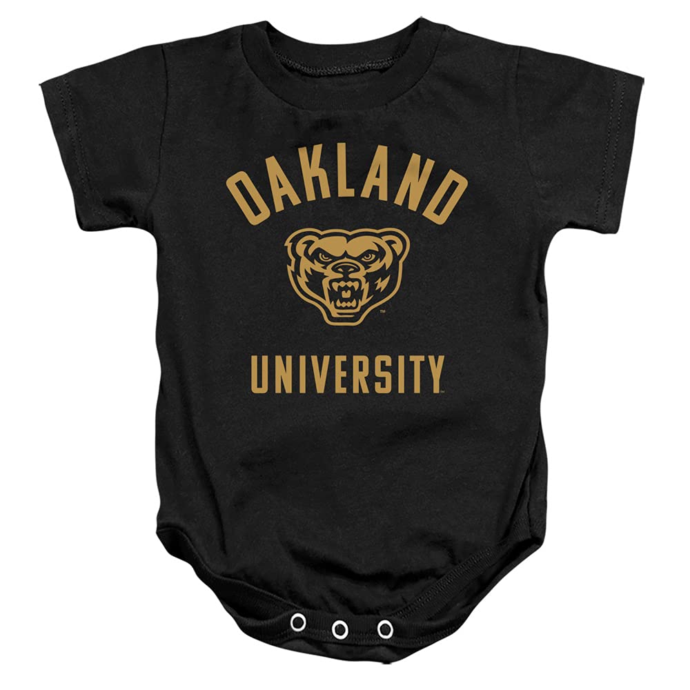 Oakland University Official One Color Grizzlies Logo Unisex Infant Snap Suit for Baby,Black, 6 Months