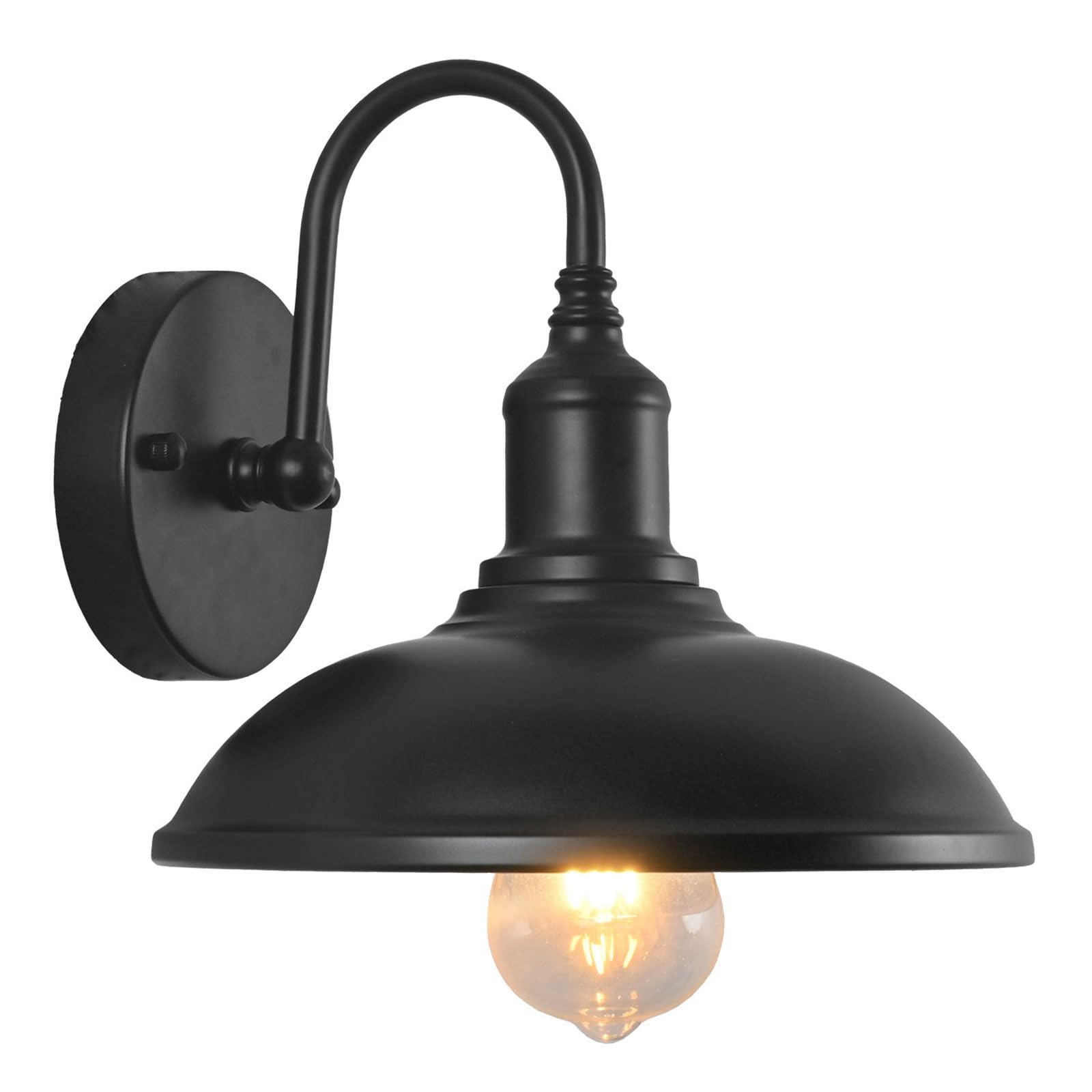 Moddeny Outdoor Wall Mount Porch Wall Light Fixtures Farmhouse Waterproof Gooseneck Light Vintage Iron Outdoor Garage Lights 10 in Black Wall Lamp for Porch Garage Patio and Doorway