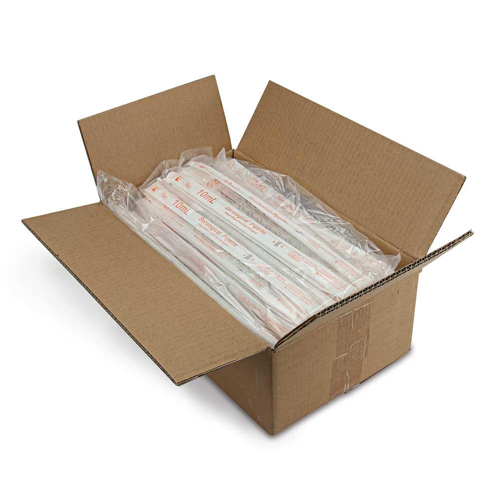 Globe Scientific Diamond Essentials Serological Pipette, 10mL, 1762, Polystyrene, Standard Tip, 345mm, Sterile, Orange Striped, Individually Wrapped, 200/Box