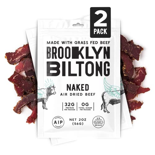 Brooklyn Biltong - Carnivore Snack, Air Dried Grass Fed Beef, South African Beef Jerky - Aip Approved, Paleo, Keto, Gluten Free, Only Salt, Water, And Vinegar, Made In Usa - 2X2Oz. Bag #TOP6