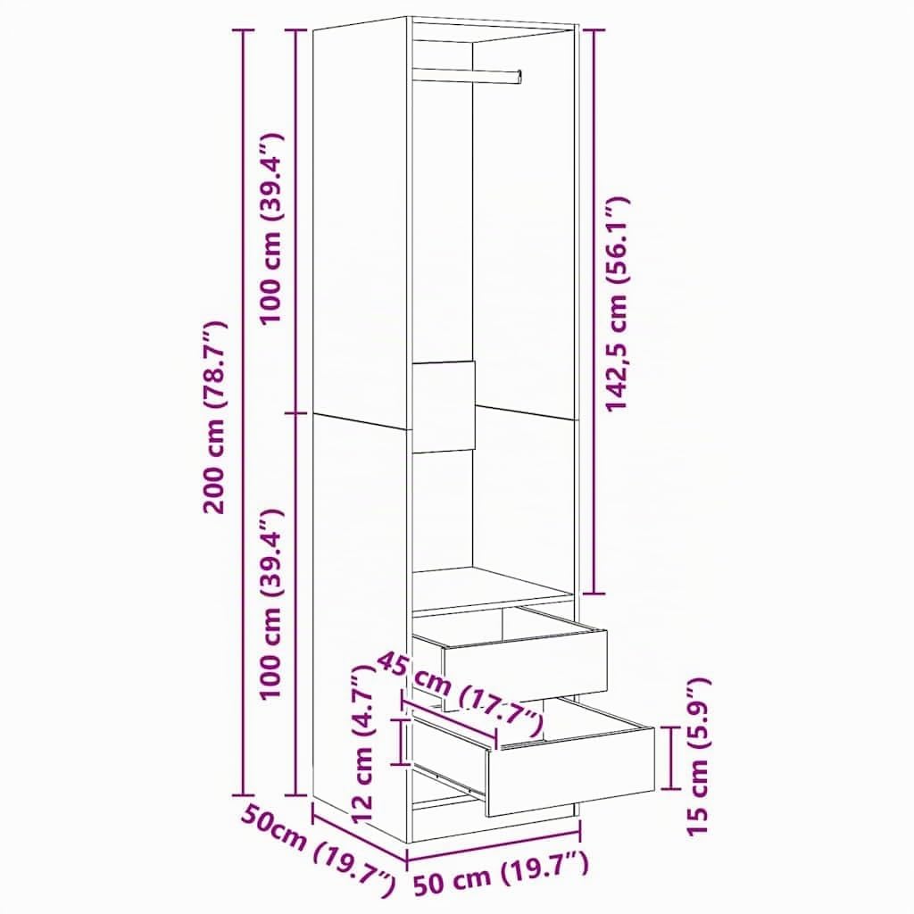 vidaXL Garde-Robe, Armoire de Rangement, Organisateur de Chambre à Coucher, Meuble de Rangement Maison Intérieur, avec Tiroirs Blanc Bois d’Ingénierie