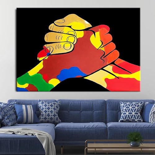 Toile abstraite graffitis et main grand format 50x70cm sans cadre - 4