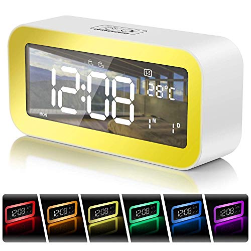 Digitaler Wecker Wecklicht 6,5-Zoll-LED-Anzeige Uhr Buntes Nachtlicht Doppelalarm Mit Schlummer-Dimmer Sonnenuntergangsimulation