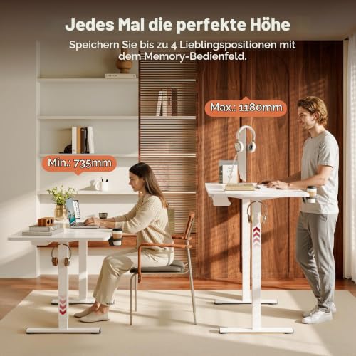 SANODESK Höhenverstellbarer Schreibtisch elektrisch 180x80 cm – Ansicht 4