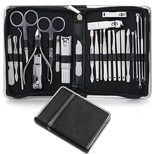 ZkTdj Cortaúñas, kit de pedicura 26 en 1, kit de manicura profesional para pedicura, herramientas de pedicura con cortaúñas y cortaúñas de los pies, color negro