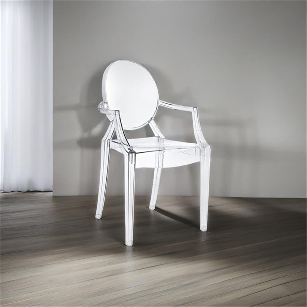 Hawthorne Collections 18.5" Modern Sturdy Polycarbonate Plastic Stackable Dining Arm Chair for Indoor/Outdoor Use in Clear Finish
