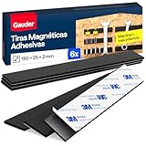 GAUDER Cinta magnética adhesiva - Potentes tiras magnéticas para objetos metálicos - Cintas magnéticas precortadas con adhesivo (6 piezas - 15 cm x 2 mm x 2 mm)