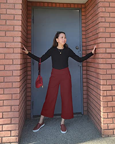 Image of G4Free Capri Pants for Women Wide Leg Yoga Dress Capris with Pockets Cross Loose Casual Work Crop Pants