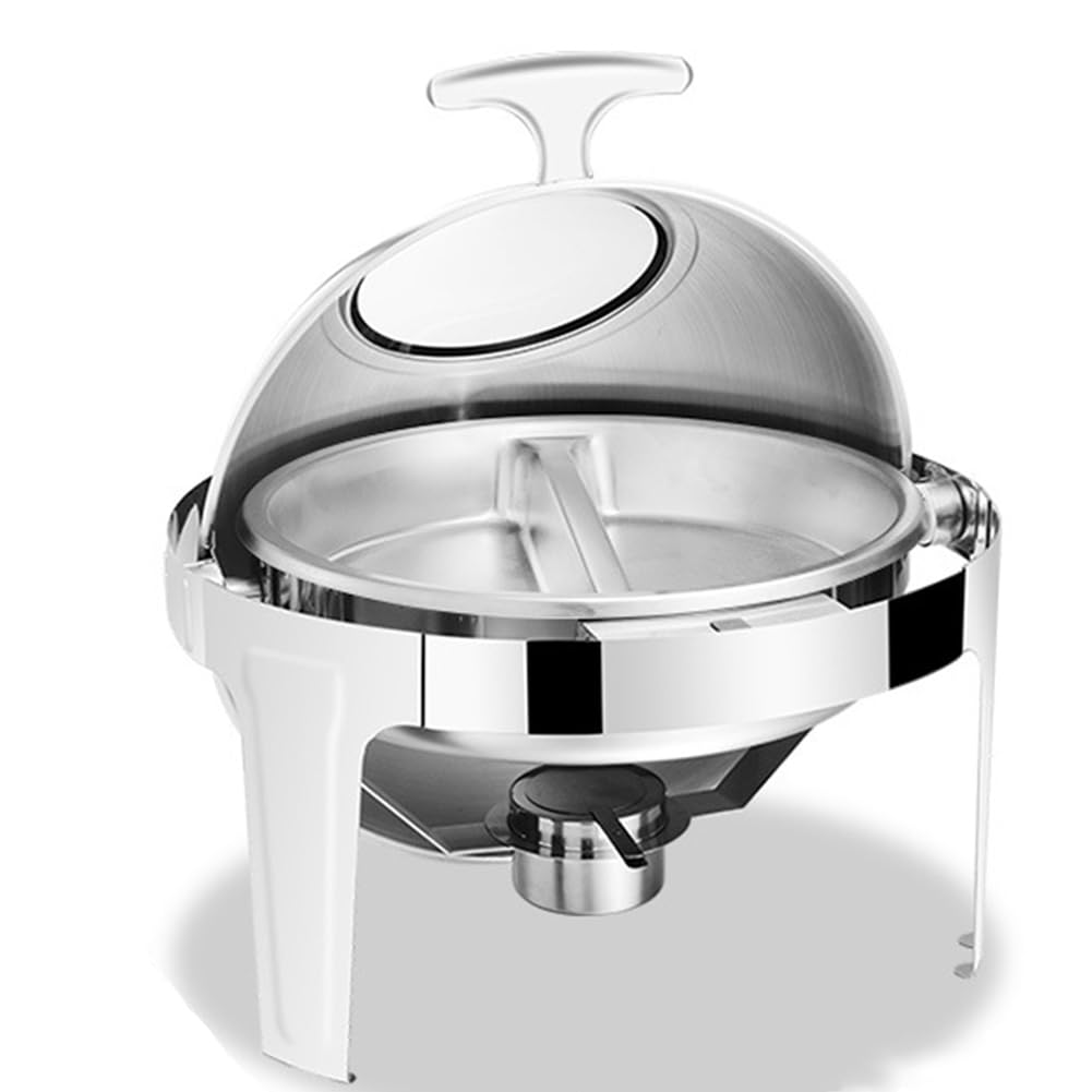 Juego de platos de roce, servidor de buffet de acero inoxidable, capacidad de 6 litros, calentador de alimentos para restaurantes y eventos, equipo eficiente de servicio de alimentos