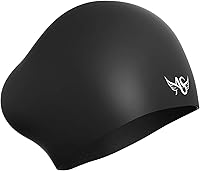 Vista 8 de Angel season Gorros de natación para mujer, de silicona, rizado, mediano y largo, diseño ergonómico para adultos, mantiene el cabello seco