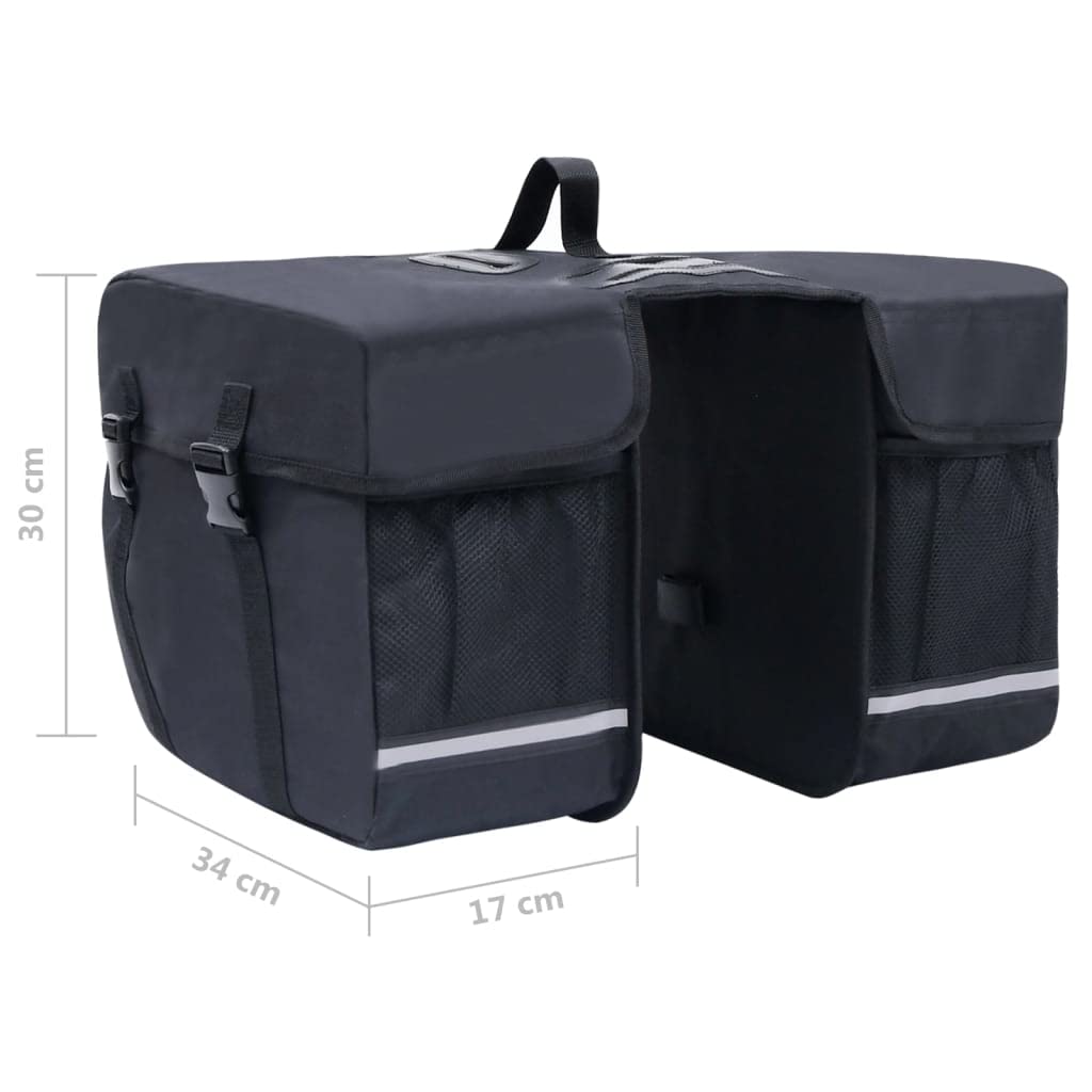 Podwójna torba rowerowa na bagażnik, wodoszczelna, 35 l, poliester 600D, czarna, z odblaskowymi paskami, łatwy montaż, do jazdy na rowerze, trekkingu, MTB, miejskiego roweru