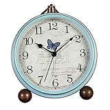  Cabilock 1 Pièce Horloge de Bureau Ancienne Rustique numérique décoratif Horloge Vintage Horloge rétro Horloge Pastorale Parure d\'horloge Horloge créative Coque en métal Ciel Bleu
