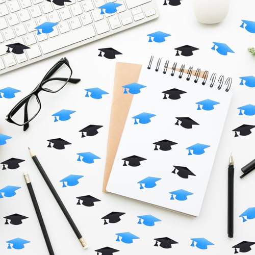 Image of Blue and Black Graduation Cap Confetti 2026, Class of 2026 Table Centerpiece Grad Confetti for 2026 Graduation Party Decorations Supplies
