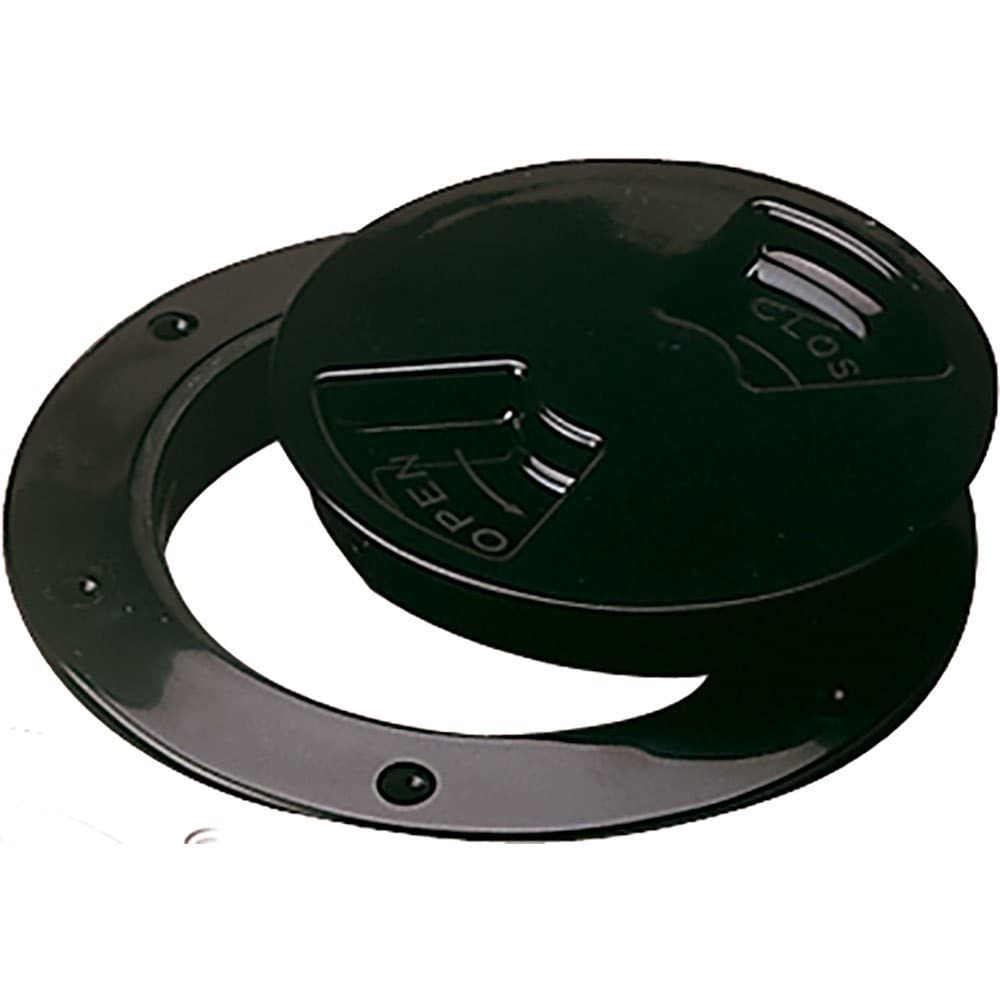 Sea-Dog Quarter-Turn Smooth Deck Plate w/Internal Collar - Black - 4"