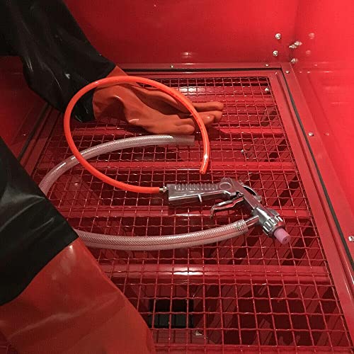 Sunroad 60 Gallon Bench Top Sandblaster Cabinet 40-80Psi Portable Sand Blaster Cabinet Kit With Glass Viewing Windows For Rust Grime Paint Removing/Surface Finishing Red #TOP4