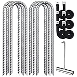 AAGUT 6 Stück Trampolin-Windspieße mit Gurten, robustes U-förmiges Bodenanker-Set, 40,6 cm Bewehrungsstäbe, Trampolinteile, Zubehör für Trampoline, Fußballtor, Campingzelt, Schaukelset